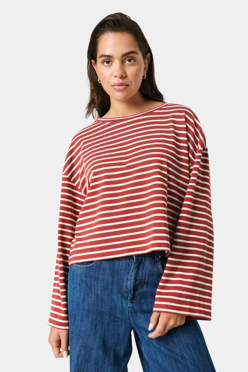 Soaked In Luxury SLNeo T-shirt RussetBrownandWhiteStripe Best