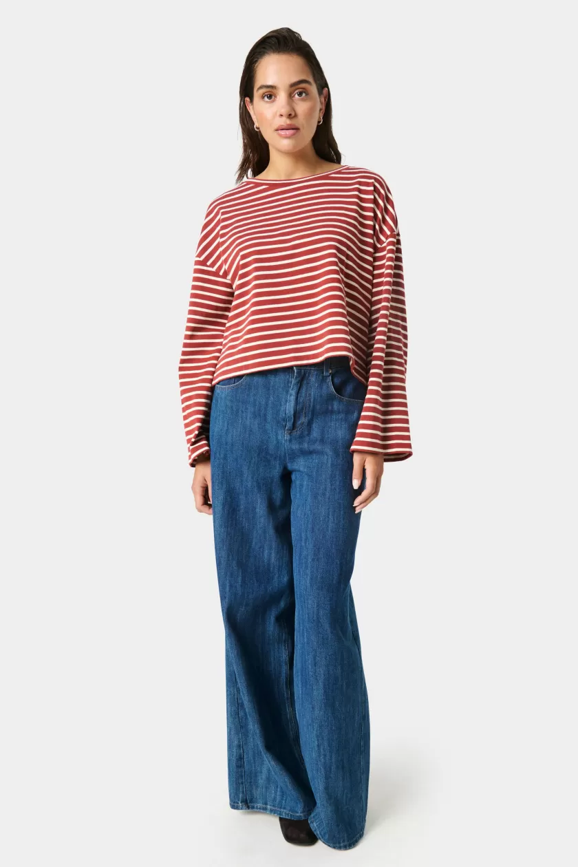 Soaked In Luxury SLNeo T-shirt RussetBrownandWhiteStripe Best