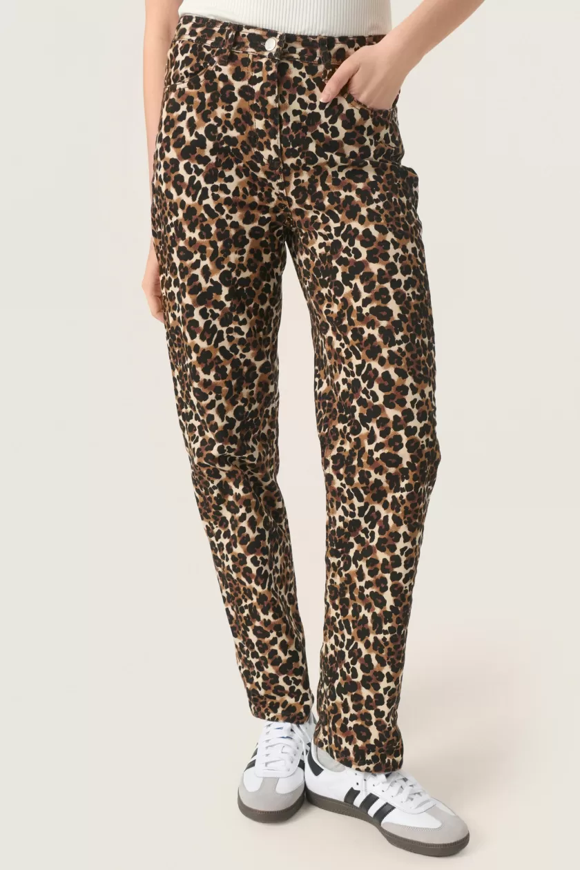 Soaked In Luxury SLTessie Jeans BeigeLeopard Flash Sale